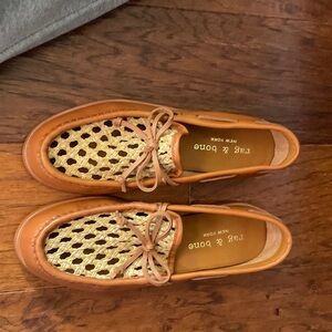 Rag & Bone Tan and Cream Woven Loafers